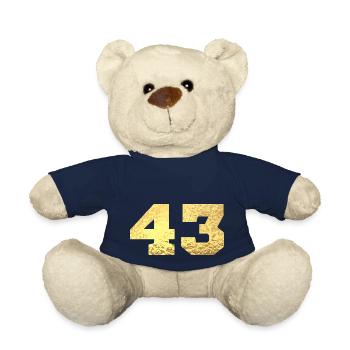 Number 43 Gold Glitter - 43rd Anniversary - Teddy Bear - french navy - Front