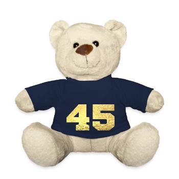 Number 45 Gold Glitter - 45th Anniversary - Teddy Bear - french navy - Front