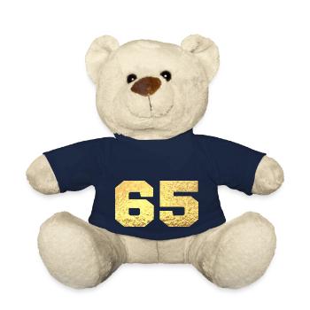 Number 65 Gold Glitter - 65th Anniversary - Teddy Bear - french navy - Front