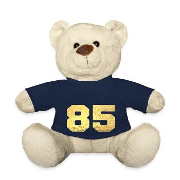 Number 85 Gold Glitter - 85th Anniversary - Teddy Bear - french navy - Front