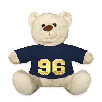 Number 96 Gold Glitter - 96th Anniversary - Teddy Bear - french navy - Front