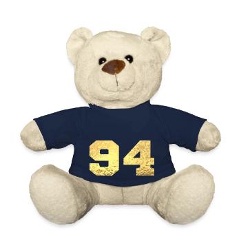 Number 94 Gold Glitter - 94th Anniversary - Teddy Bear - french navy - Front