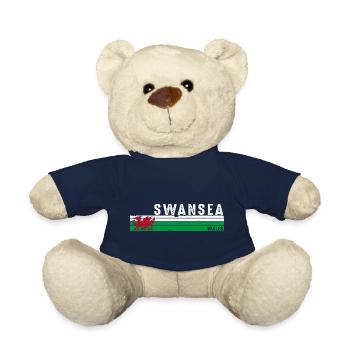 Swansea Wales Coastal Charm - Teddy Bear - french navy - Front