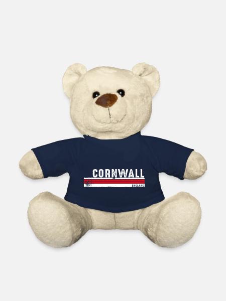 Cornwall England Retro Vintage Design for Coastal - Teddy Bear - french navy