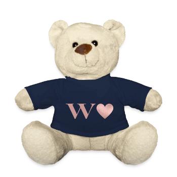 Buchstabe w Herz roségold - Teddy - French Navy - Vorne