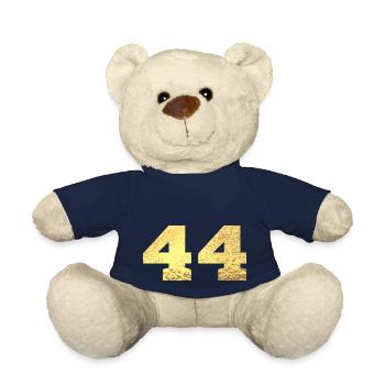 Number 44 Gold Glitter - 44th Anniversary - Teddy Bear - french navy - Front