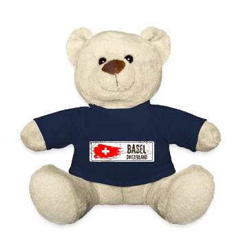 Basel Switzerland Flag - Teddy Bear - french navy - Front