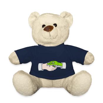 Greeting Handshake Snake Bites - Teddy Bear - french navy - Front