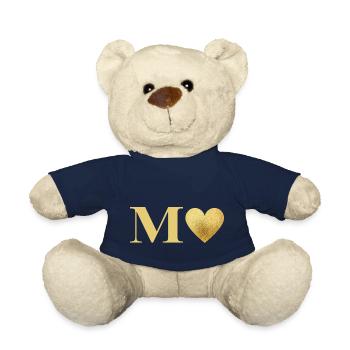Buchstabe m goldenes Herz - Teddy - French Navy - Vorne