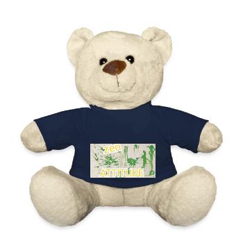 Abstract painting zen attitude, green, buddhism - Teddy Bear - french navy - Front