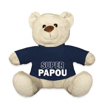 super papou / humour grand-père / humour papa - Nounours - bleu marine - Devant