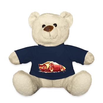 8 Bit Homage Pixelart Sports Car of the Future - Teddy Bear - french navy - Front