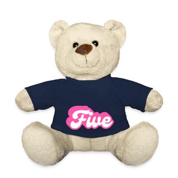 Fünfter Geburtstag - 5. Geburtstag Retro Pink - Teddy - French Navy - Vorne