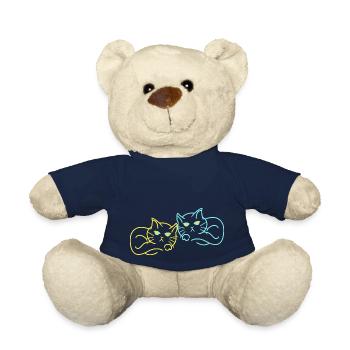 Retro Katzen müde 80er 90er Vintage Katze - Teddy - French Navy - Vorne