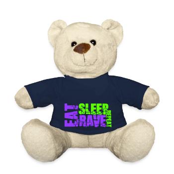 Eat Sleep Rave Repeat Essen Schlafen Raven Spruch - Teddy - French Navy - Vorne