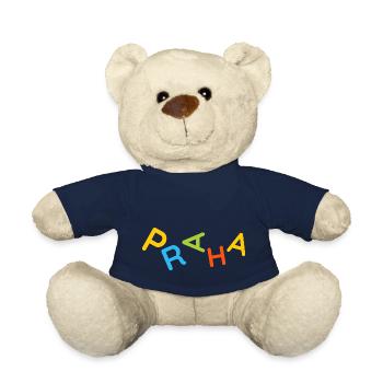 Colorful Prague Souvenir T-Shirt - Teddy Bear - french navy - Front