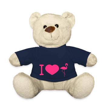 heart i love love silhouette outline flamingo clipa - Teddy Bear - french navy - Front