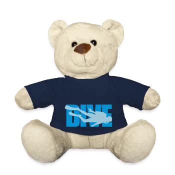 text dive logo sport diver fun club under - Teddy Bear - french navy - Front