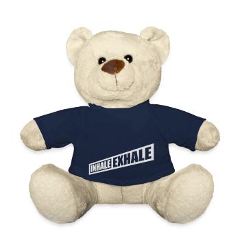 inhale exhale yoga quote - Teddy Bear - french navy - Front