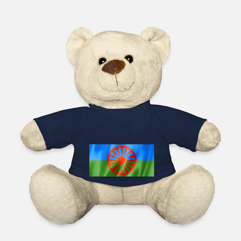 Drapeau rom et sinti - Design flottant - Nounours - bleu marine