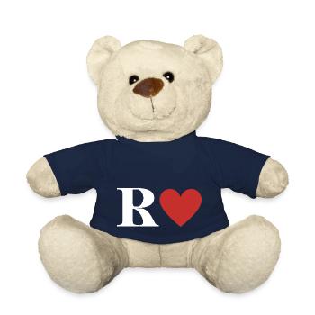 Buchstabe r rotes Herz - Teddy - French Navy - Vorne
