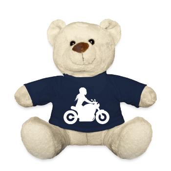 Motorradfahrerin Chopper Frau Motorrad Custombike - Teddy - French Navy - Vorne