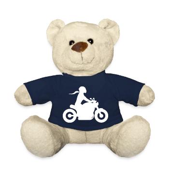 Motorradfahrerin Chopper Frau Motorrad Dame - Teddy - French Navy - Vorne