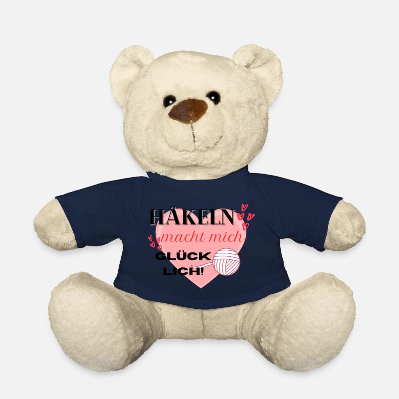 Häkeln macht mich glücklich rosa Herz Wollknäul - Teddy - French Navy