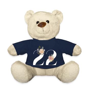 Blumen zum 22-jährigen Jubiläum (Geschenk von 22 Jahren) - Teddy - French Navy - Vorne