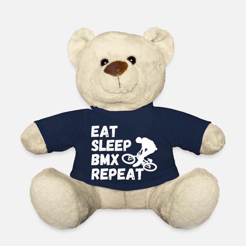 manger dormir bmx répéter - humour vélo - Nounours - bleu marine
