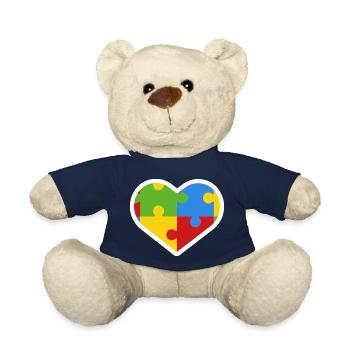 Autismus Herz Inklusion Geschenk - Teddy - French Navy - Vorne