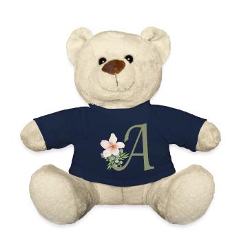 Buchstabe A mit Blume - Teddy - French Navy - Vorne