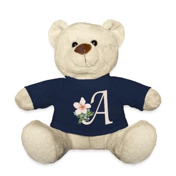 Buchstabe A mit Blume - Teddy - French Navy - Vorne