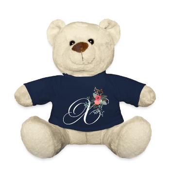 Letter x flowered - Teddy Bear - french navy - Front
