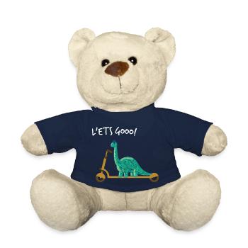 Cute Dino Little Dinosaur Blue with scooter - Teddy Bear - french navy - Front
