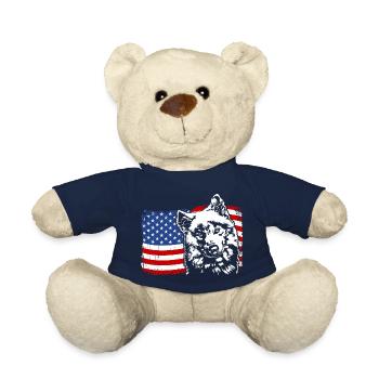 Samoyed America Flag Dog Dogs Wilsigns - Teddy Bear - french navy - Front