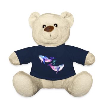 Deux baleines/cétacés arc-en-ciel - Nounours - bleu marine - Devant
