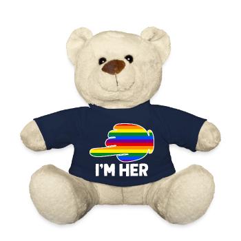 I'm Hers Rainbow Lesbian Couple Funny LGBT Pride - Teddy Bear - french navy - Front