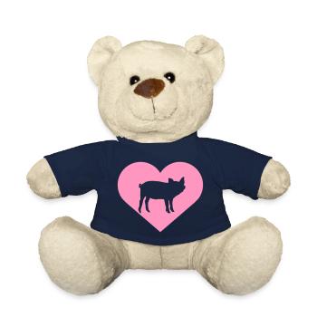 I Love Schweine Herz Schweinchen Silhouette Liebe - Teddy - French Navy - Vorne