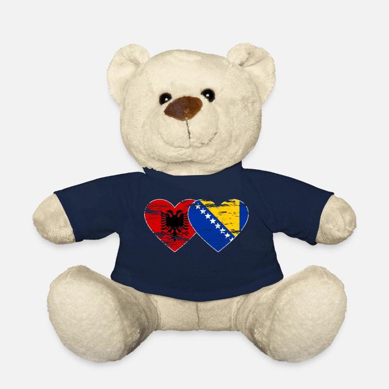 Albanien Bosnien Flagge Herz - Teddy - French Navy