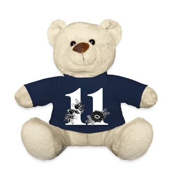 Nummer 11 Schwarze Blumen -11. Geburtstag Blumen - Teddy - French Navy - Vorne