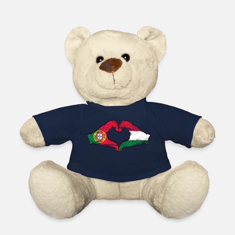 Portugal Hongrie Drapeau Mains Coeur Forme Utilisé - Nounours - bleu marine