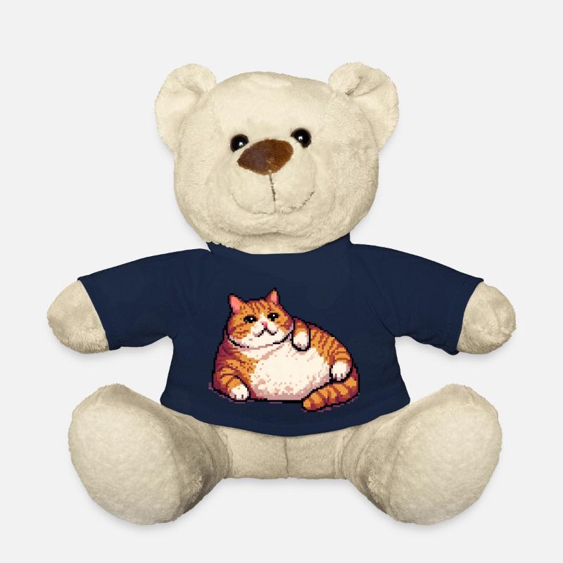 Gros chat roux pixel art - Nounours - bleu marine