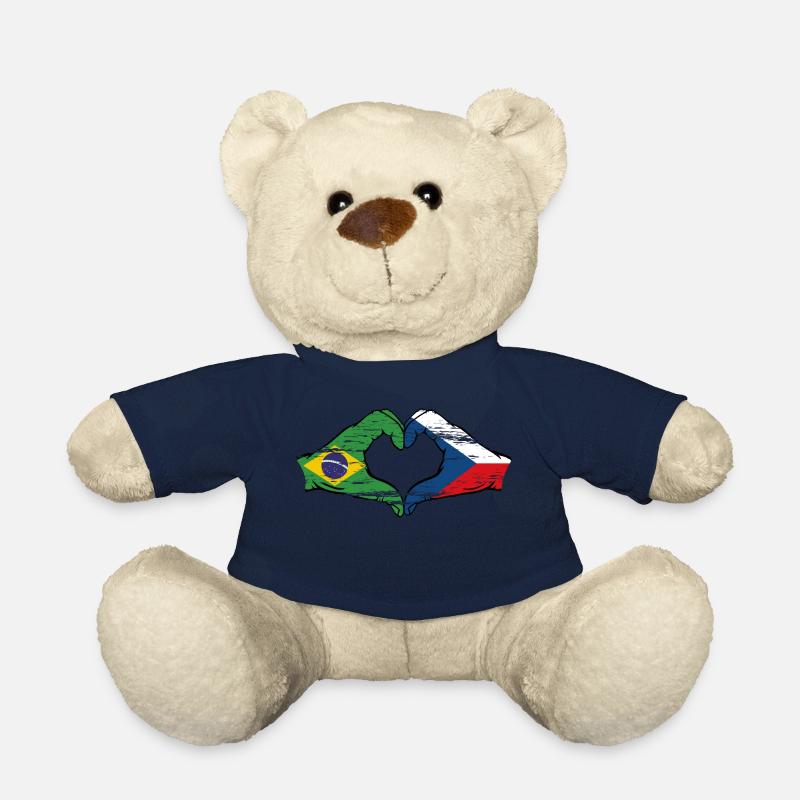 Brésil République tchèque drapeau coeur d’occasion - Nounours - bleu marine