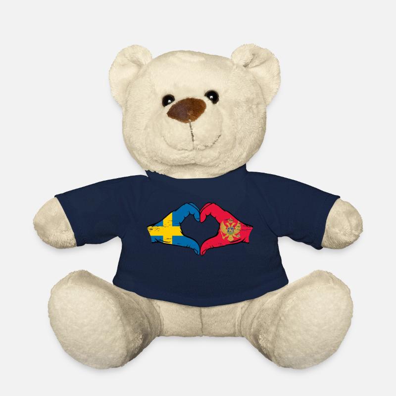 Schweden Montenegro Flagge Hände Herzform - Teddy - French Navy