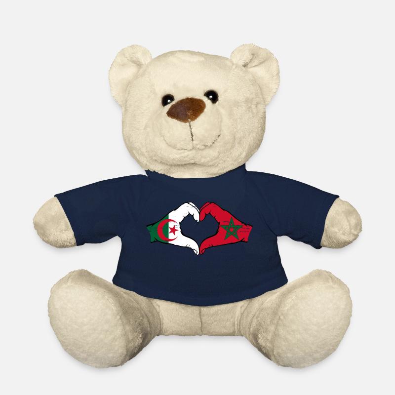 Algérie Maroc Drapeau Mains Coeur Forme Utilisé - Nounours - bleu marine
