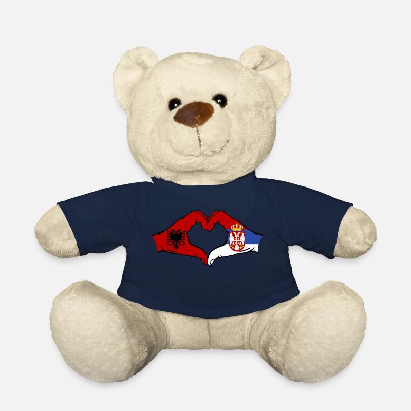Albanien Serbien Flagge Herzform - Teddy - French Navy