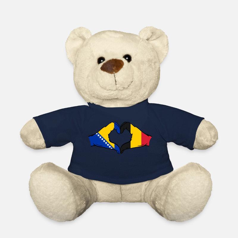 Bosnien Belgien Flagge Hände Herzform - Teddy - French Navy
