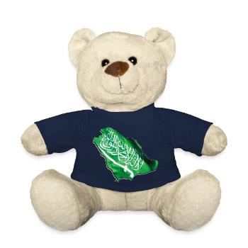 Saudi Arabia Flag in Saudi Arabia Map - Teddy Bear - french navy - Front