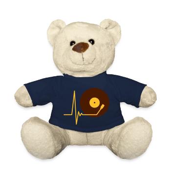 Vinyl Record Music Pulse Heartbeat Frequency - Teddy Bear - french navy - Front